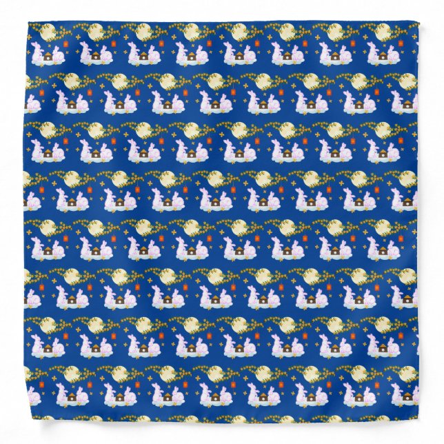 Mid Autumn Festival Moon Rabbit Mooncake Osmanthus Bandana (Front)