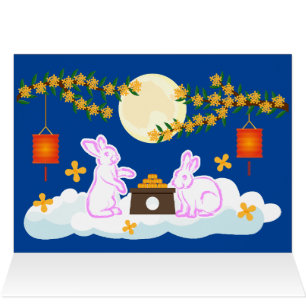 Mid Autumn Festival Moon Rabbit Mooncake Osmanthus Cards