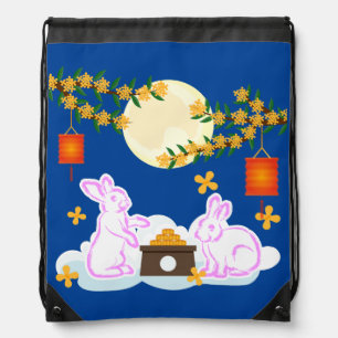 Mid Autumn Festival Moon Rabbit Mooncake Osmanthus Drawstring Bag