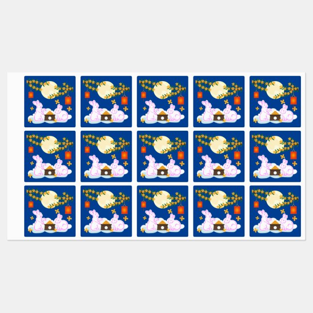 Mid Autumn Festival Moon Rabbit Mooncake Osmanthus Kids' Labels (Sheet)