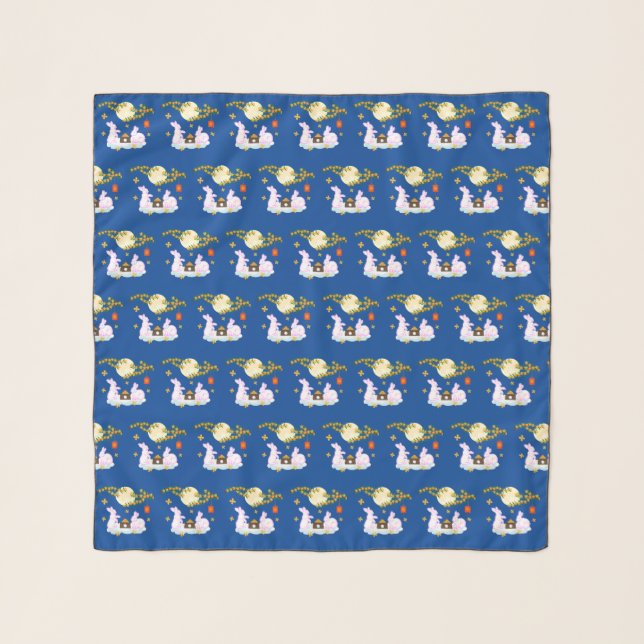 Mid Autumn Festival Moon Rabbit Mooncake Osmanthus Scarf (Front)