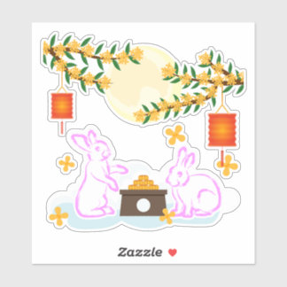 Mid Autumn Festival Moon Rabbit Mooncake Osmanthus Sticker