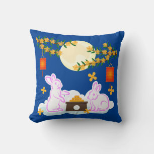 Mid Autumn Festival Moon Rabbit Mooncake Osmanthus Throw Pillow