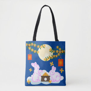 Mid Autumn Festival Moon Rabbit Mooncake Osmanthus Tote Bag