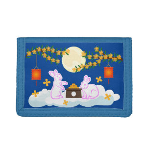 Mid Autumn Festival Moon Rabbit Mooncake Osmanthus Trifold Wallet