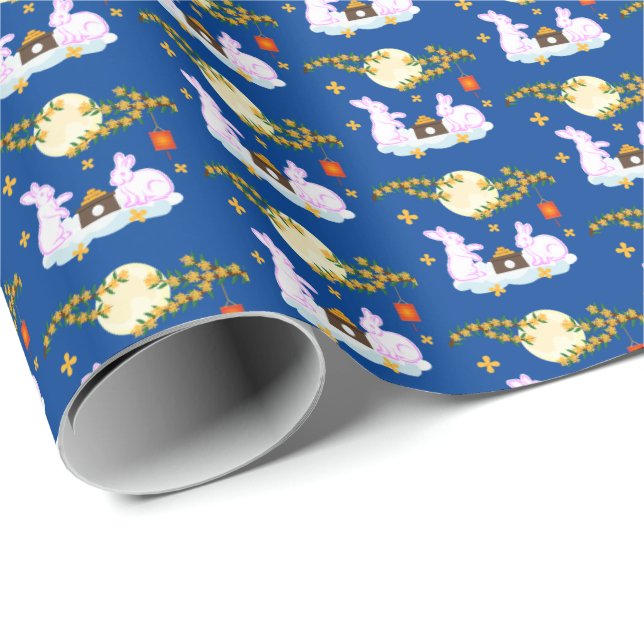 Mid Autumn Festival Moon Rabbit Mooncake Osmanthus Wrapping Paper (Roll Corner)