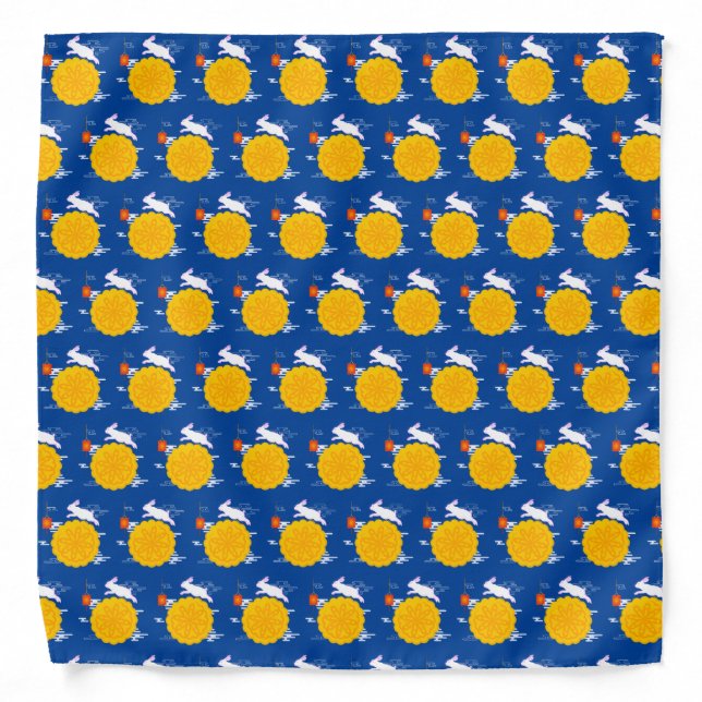 Mid Autumn Festival Mooncake Jumping Moon Rabbit Bandana (Front)