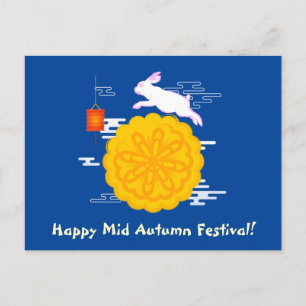 Mid Autumn Festival Mooncake Jumping Moon Rabbit Postcard