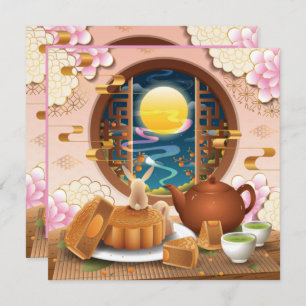 Mid-Autumn Festival Rabbit, Mooncake, Tea Invitation