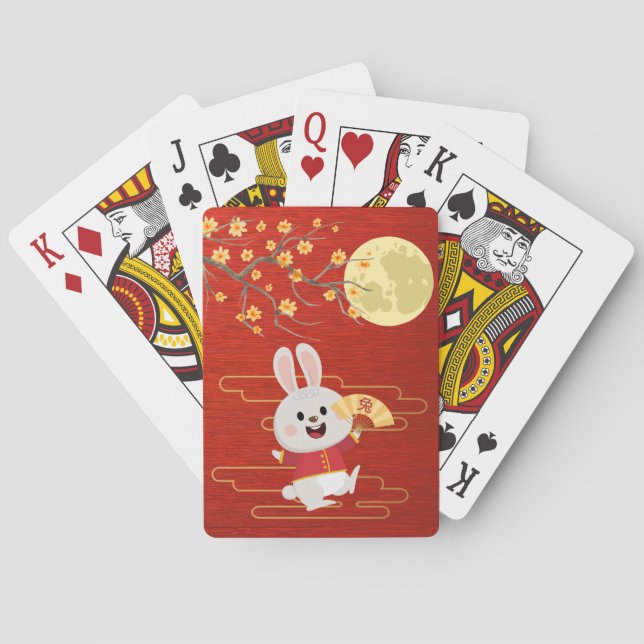 Mid-Autumn Moon Festival Rabbit Poker Cards (Back)