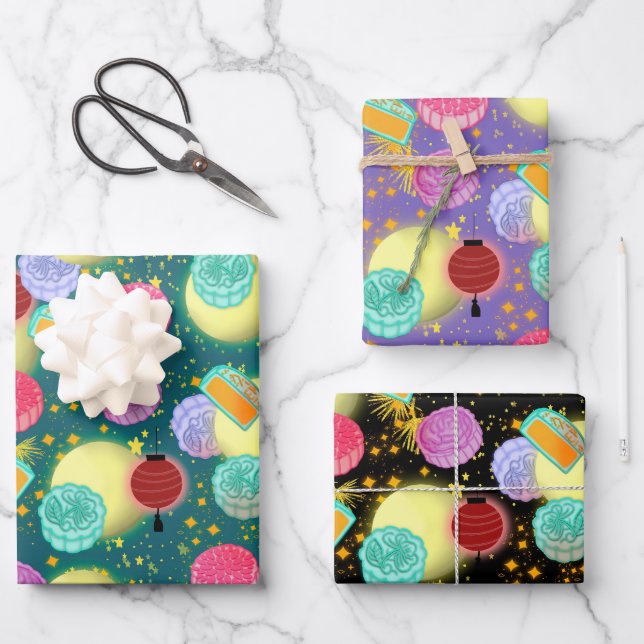 Mid Autumn Moon Festival Wrapping Paper Sheets (Front)