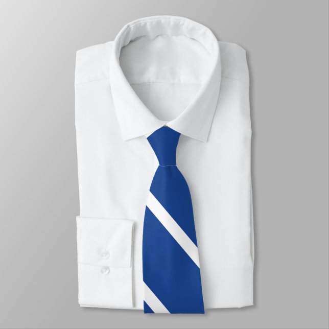 Mid-Blue and White University Stripe Tie (Tied)