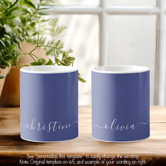 Mid Blue C49 & White Minimalist Modern Name Custom Coffee Mug
