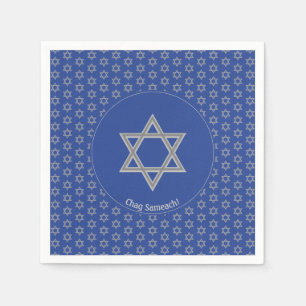 Mid Blue Customizable STAR OF DAVID Paper Napkins
