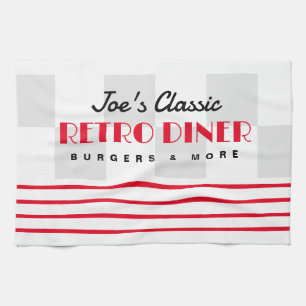 Mid century 1950's retro diner kitchen towel gift