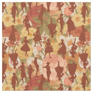 mid century 1950s vintage silhouette women floral fabric