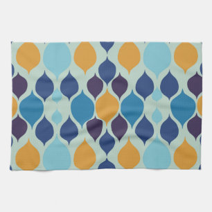 Mid Century 1960s Geometric Blue  Kitchen Towel