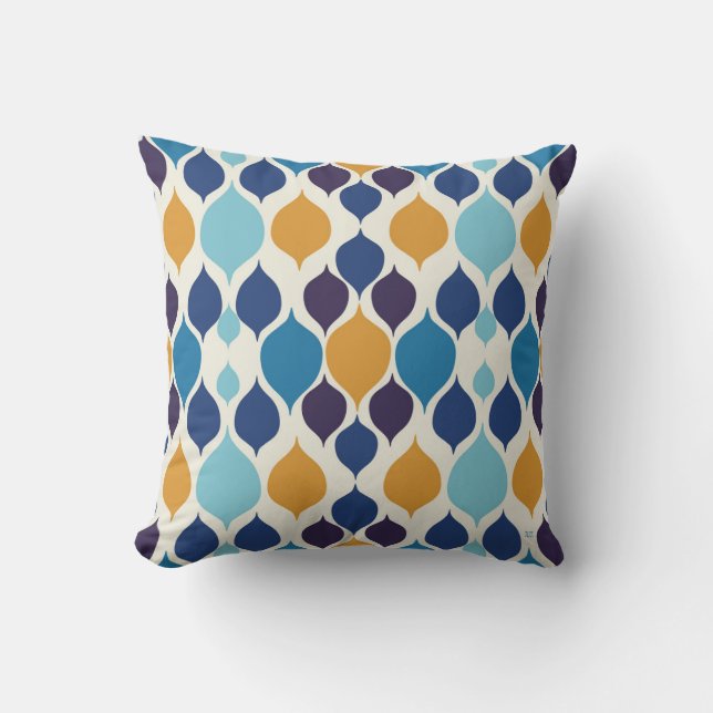 Mid Century 1960s Geometric Colorful Throw Pillow (Front)