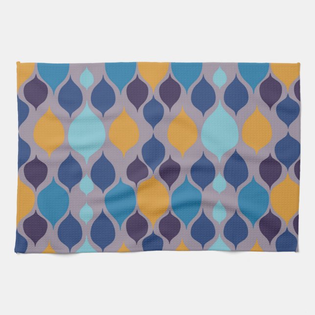 Mid Century 1960s Geometric Pastel Kitchen Towel (Horizontal)