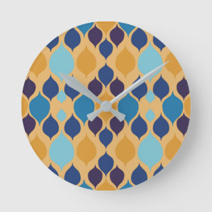 Mid Century 1960s Geometric Yellow  Round Clock