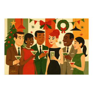 Mid Century 60s Christmas Office Cocktail Party Photo Print