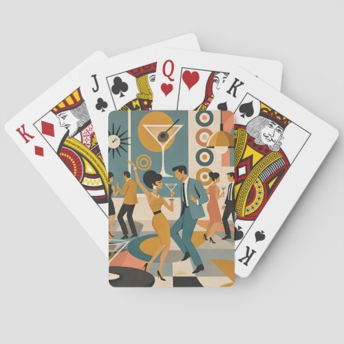 Mid Century 60s Hip Martini Cocktail Dance Party Poker Cards