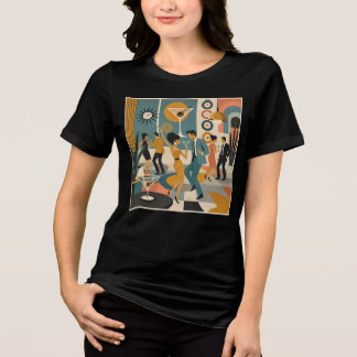 Mid Century 60s Hip Martini Cocktail Dance Party Tri-Blend Shirt
