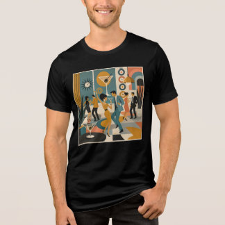 Mid Century 60s Hip Martini Cocktail Dance Party Tri-Blend Shirt