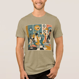 Mid Century 60s Hip Martini Cocktail Dance Party Tri-Blend Shirt