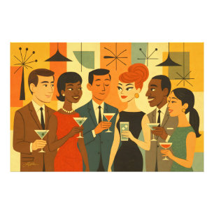 Mid Century 60s Office Cocktail Party Photo Print