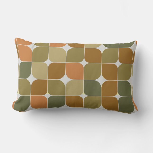 Mid Century Abstract Brown Orange Tan Pattern  Lumbar Pillow (Front)
