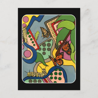 Mid-Century Abstract Butterfly Factory painting on Postcard