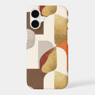 Mid Century Abstract Design Orange, Gold, Brown iPhone 17 Case