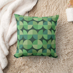 Mid Century Abstract Geometric Green Shapes Throw Pillow