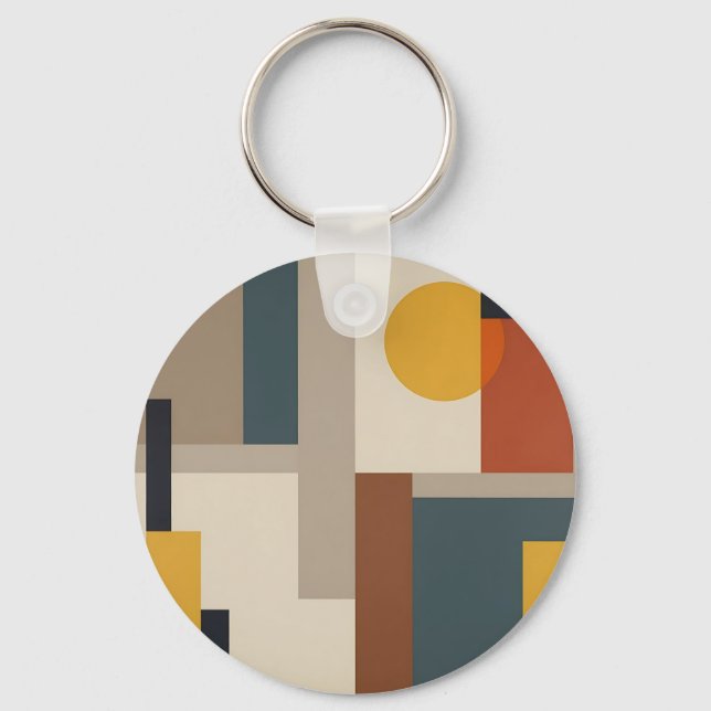 Mid Century Abstract Geometric Harmony Keychain (Front)