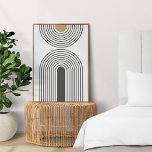 Mid Century Abstract Geometric Modern Minimalist Poster<br><div class="desc">A minimalist modern abstract poster with a mid century geometric design in black and gold on a white background. The perfect accessory for a minimal contemporary home.</div>