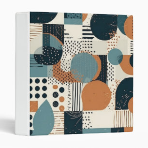 Mid Century Abstract Geometric Navy Rust Teal 3 Ring Binder