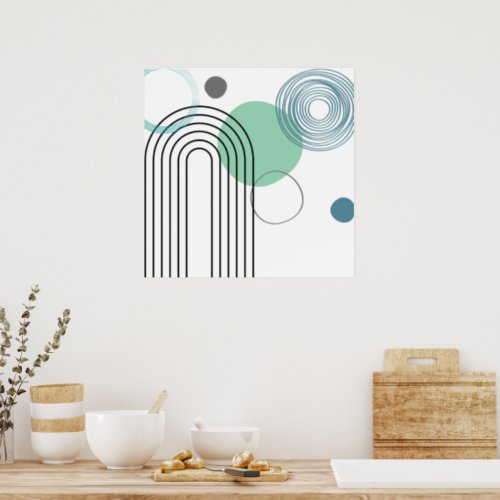 Mid Century Abstract Geometric pastel modern Poster