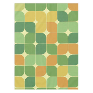 Mid Century Abstract Green Orange Yellow Tablecloth