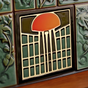 Mid-Century Abstract Jellyfish Art Deco Ceramic Tile