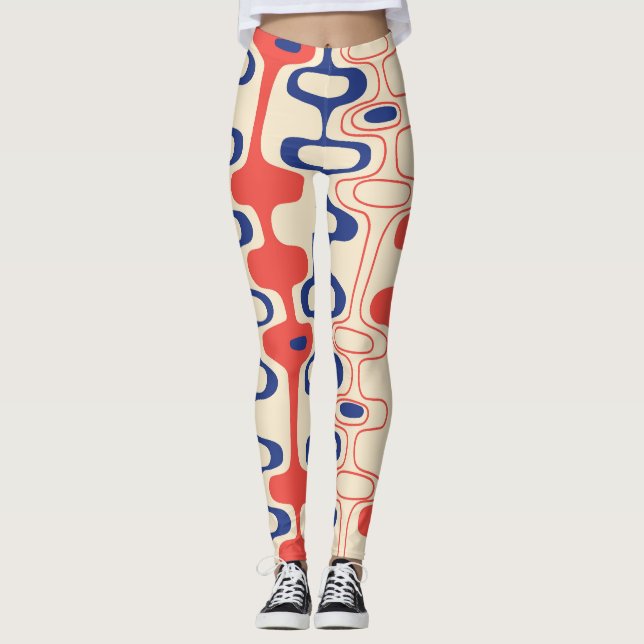 Mid-century abstract: modern seamless design. leggings (Front)