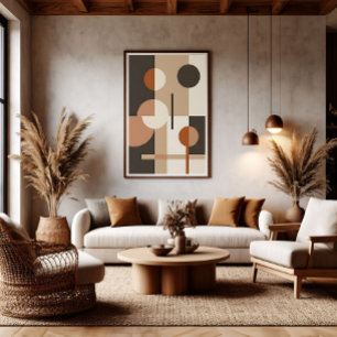 Mid-Century Abstract Neutral Tones Canvas Print