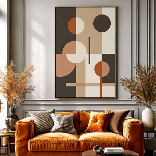 Mid-Century Abstract Neutral Tones Poster