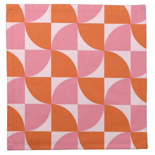 Mid century Abstract Orange and Pink Pattern Cloth Napkin