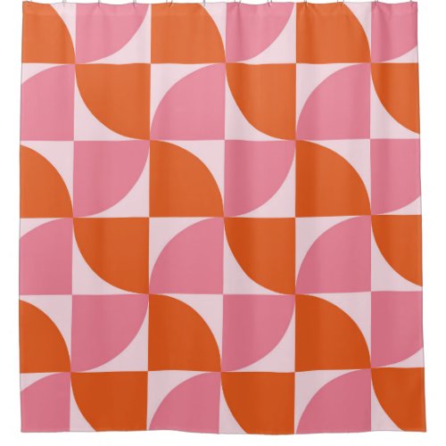 Mid century Abstract Orange and Pink Pattern   Shower Curtain