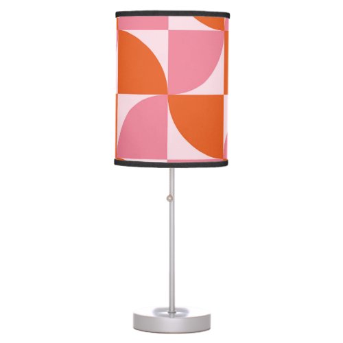 Mid century Abstract Orange and Pink Pattern     Table Lamp
