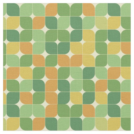 Mid Century Abstract Pattern Green Orange Fabric