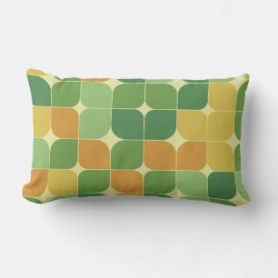 Mid Century Abstract Pattern Green Orange   Lumbar Pillow