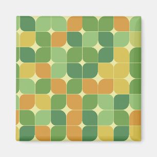 Mid century abstract pattern green orange magnet