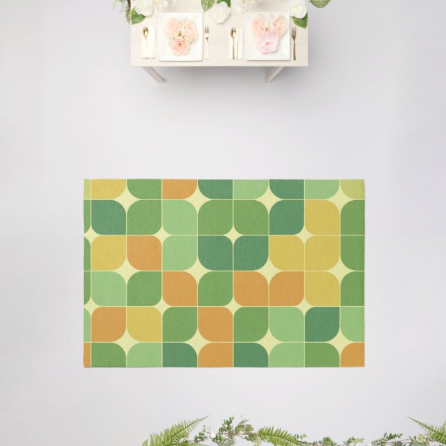 Mid Century Abstract Pattern Green Orange   Rug (Insitu (Wedding))